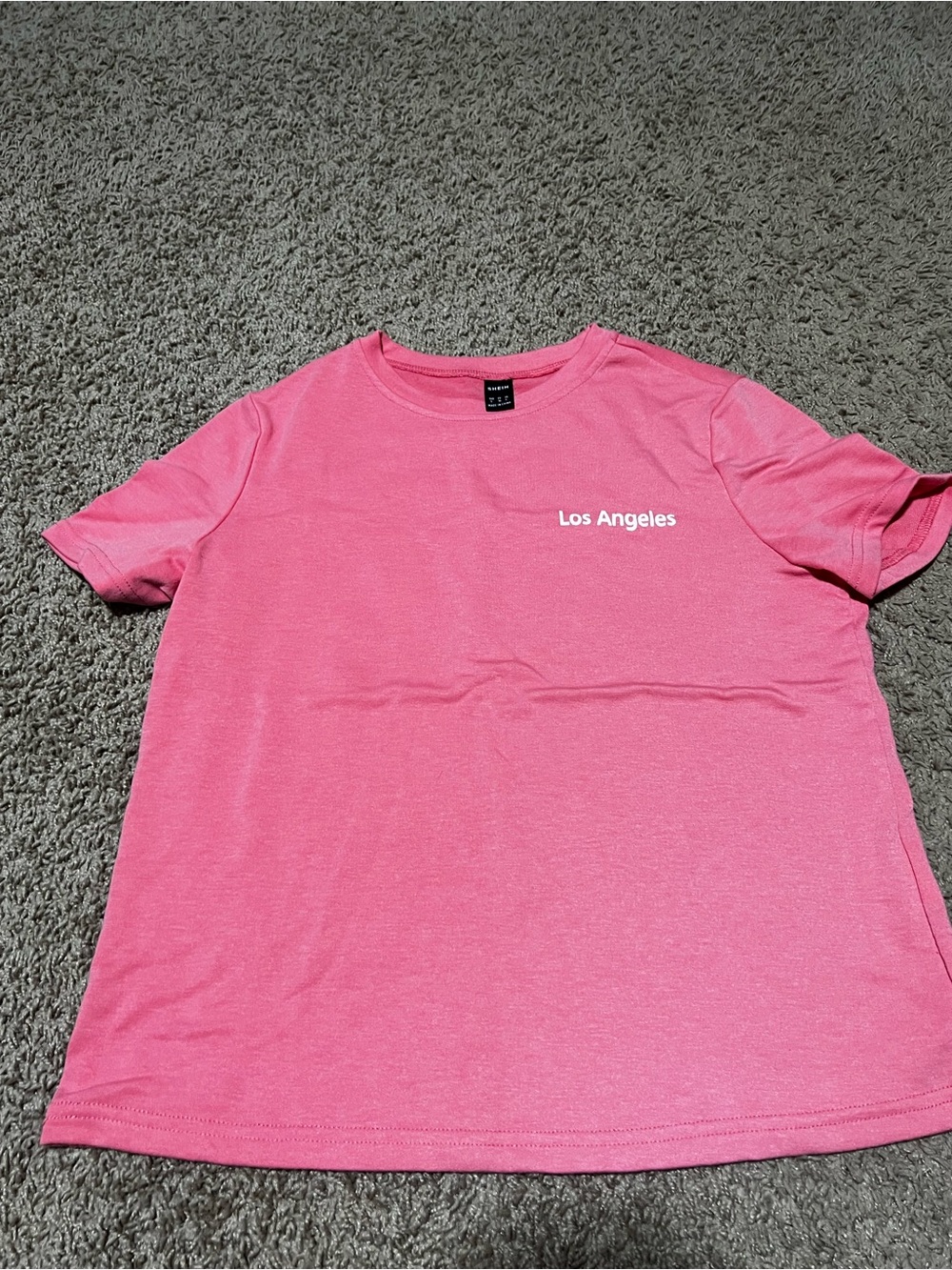 SHEIN Pink 'Los Angeles' Short Sleeve Tee Shirt